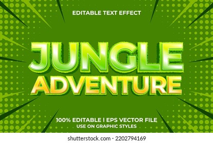 jungle adventure 3d text effect with nature theme. green typography template.