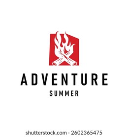 jungle adventure design with jungle camping logo concept summer activities symbol illustration product brand templet
