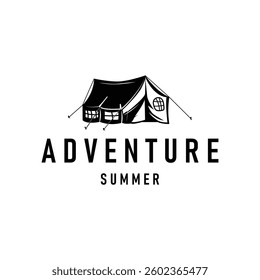 jungle adventure design with jungle camping logo concept summer activities symbol illustration product brand templet