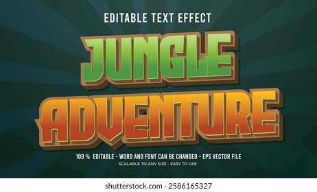 jungle adventure editable text effect, jungle adventure editable 3d text