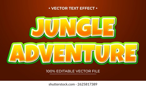 Jungle adventure Editable text Effect Comic Cartoon Quest Game tittle 3D Style
