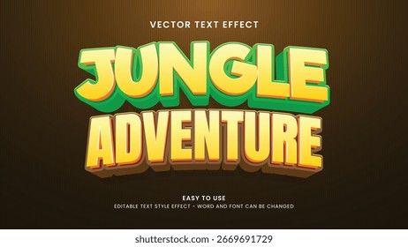 Jungle Adventure Vector de texto editable de efectos de texto 3D