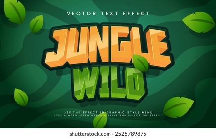 Jungle adventure editable vector text effect with tropical green concept