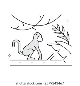 Jungle Adventure Monkey Vector Icon Design