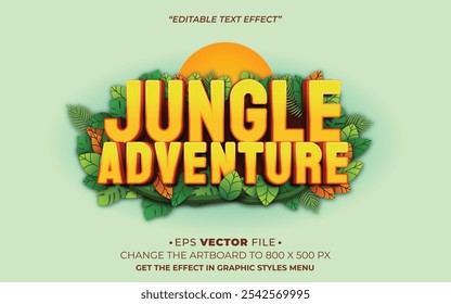 Jungle adventure text effect editable vector 3d