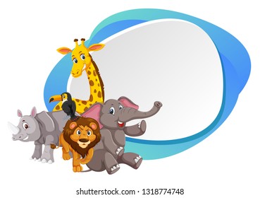 Jungle animal blue frame illustration