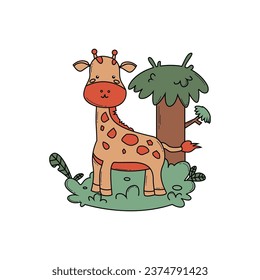 Jungle animal cartoon design vector illustration isolated