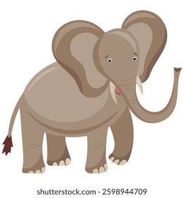 Jungle animal clipart. Cute elephant character. Hand drawn vector illustration. 