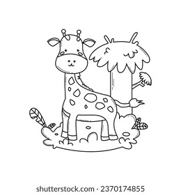 Jungle animal coloring book design art