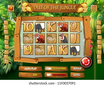 Jungle animal game template illustration