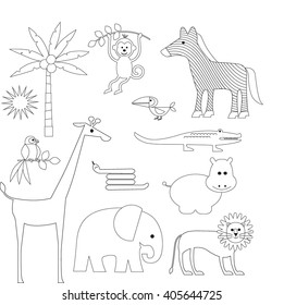 jungle animal outline clipart