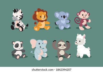 jungle animal set, including lion, monkey, koala and etc