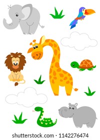 Jungle animal vector cartoon illustration
