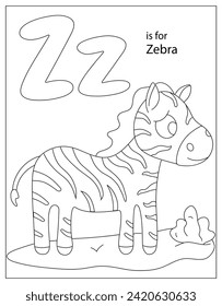 A jungle animal vector design, zebra coloring page 