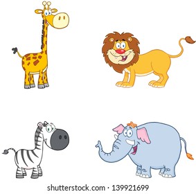 Jungle Animals Cartoon Mascot Characters Vector Stock Vector (Royalty ...