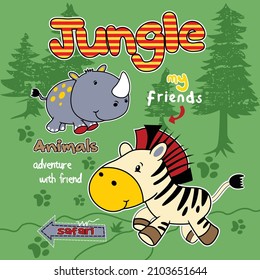 Jungle animals cartoon vector illustration