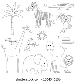 jungle animals digital stamps