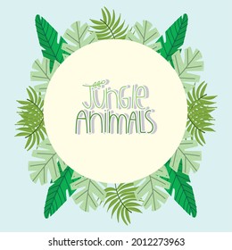 jungle animals and foliage label