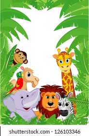 Jungle Animals Frame with copy space