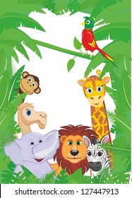 Jungle Animals Frame with copy space