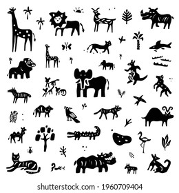 jungle animals - icon set,doodles

