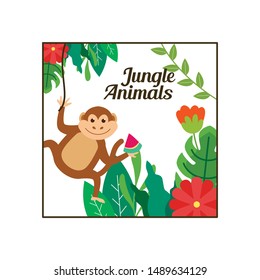 Jungle Animals Illustration Design Vector