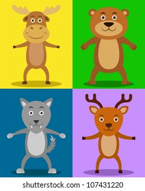 Jungle animals including Moose, Bear, Wolf & Deer