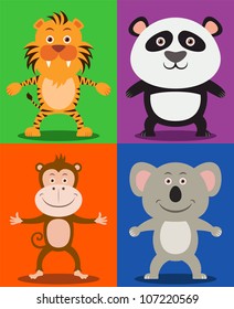 Jungle animals including Tiger, Panda, Monkey & Koala Bear