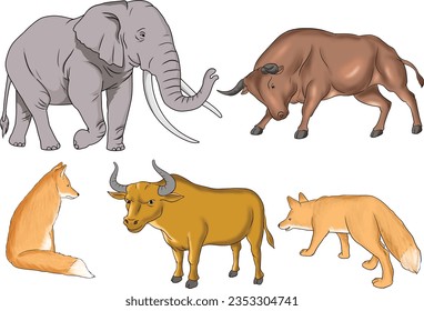 Jungle Animals Pictures Elephant Bull Wolf Fox Monkey Lio