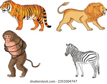 Jungle Animals Pictures Elephant Bull Wolf Fox Monkey Lio