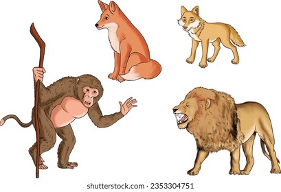 Jungle Animals Pictures Elephant Bull Wolf Fox Monkey Lio