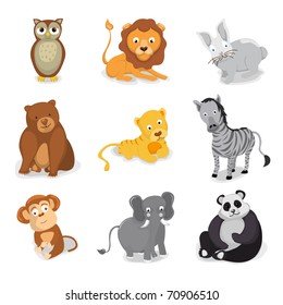 Jungle Animals Set, Vector Illustration.