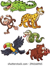 Jungle animals. Vector clip art illustration with simple gradients. Each on a separate layer.