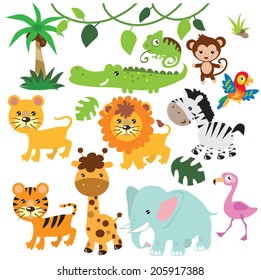 Jungle animals vector illustration