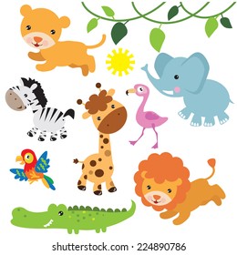 African Animals Vector Cartoon Illustration Stock Vector (Royalty Free ...