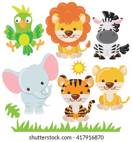 Jungle animals vector illustration