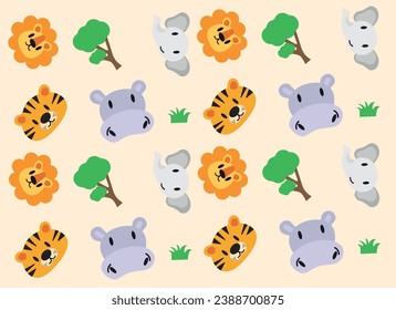 Jungle animals vector illustration. Animal icon set animal pattern. Jungle animal patterns