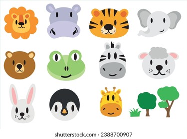 Jungle animals vector illustration. Animal icon set animal pattern. Jungle animal patterns