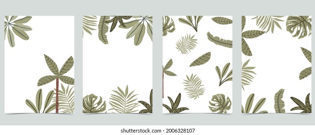 jungle background collection with banana leaf and palm