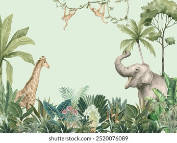 Jungle Background, Infantil Background, Infantil Aniversário Fundo, Mural de parede da selva.