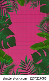 Jungle background with tropical leaves. vector
