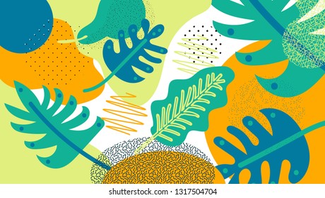 Jungle background tropical leaves.Tropical leaves, jungle pattern. Forest foliage. Vector floral background. Vector floral design card. Summer exotic flora. Exotic tropical hawaiian pattern.