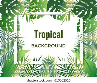 Fondo de la jungla.Fondo tropical. Ilustración vectorial.