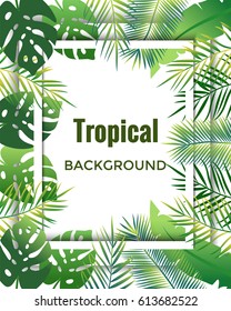 Jungle background. Tropical background.  Vector illustration.