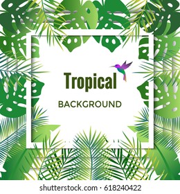 Jungle background. Tropical background.  Vector illustration.