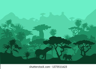 jungle background vector illustration ,silhouette