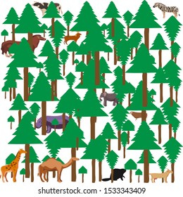 jungle background vector image, vector images of animals