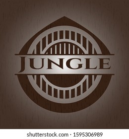 Jungle badge with wood background