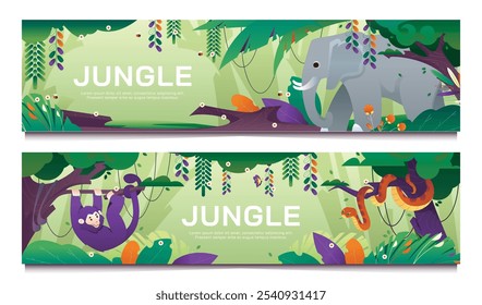 Jungle banner templates in gradient style