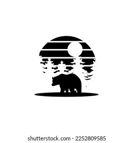 jungle bear template vector logo design